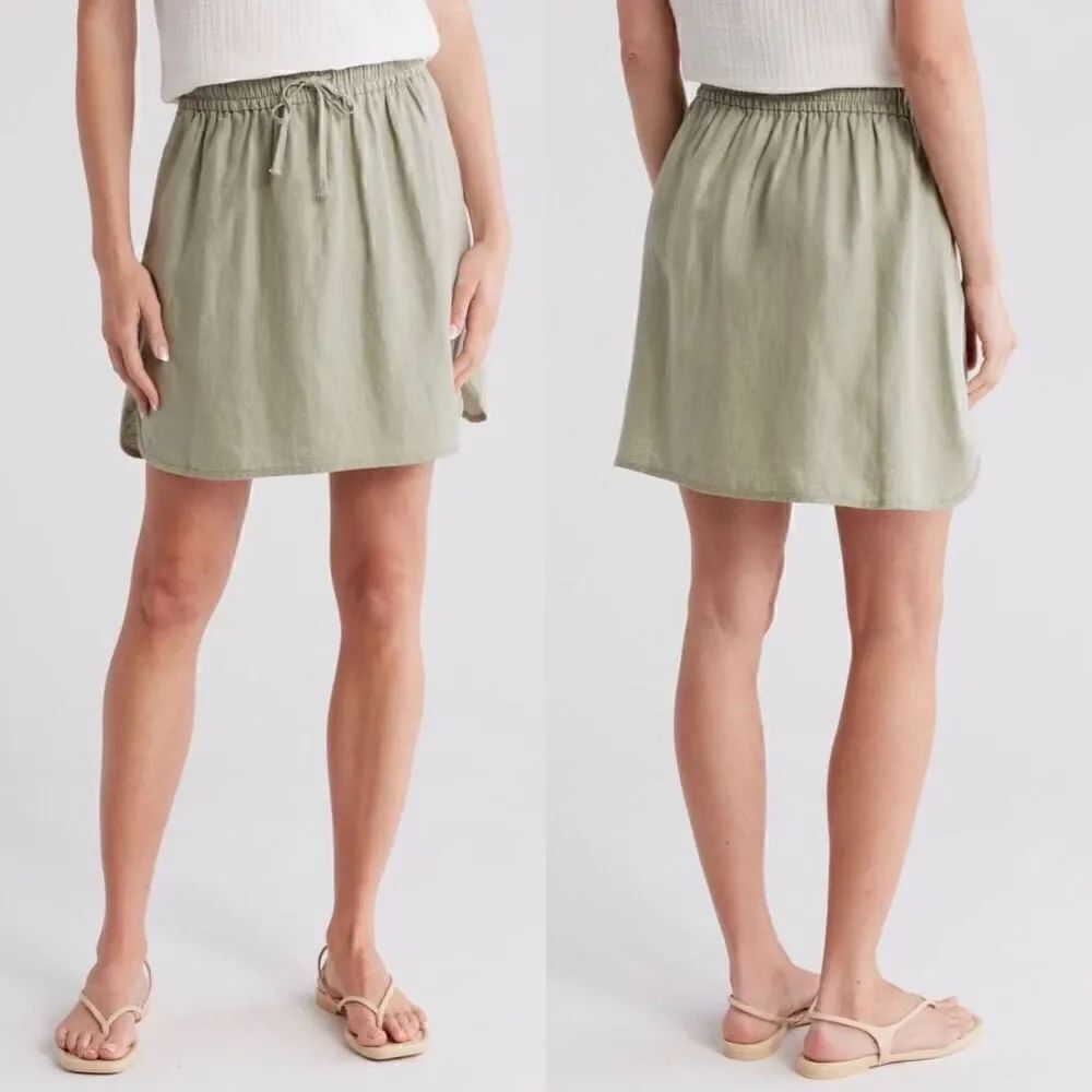 Madewell | Curved Hem Linen-Blend Mini Skirt